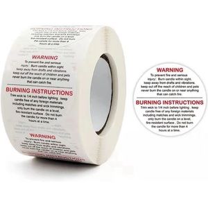 5for$10 Candle Warning Labels 1.5" Candle Jar Container Stickers 500 Pieces
